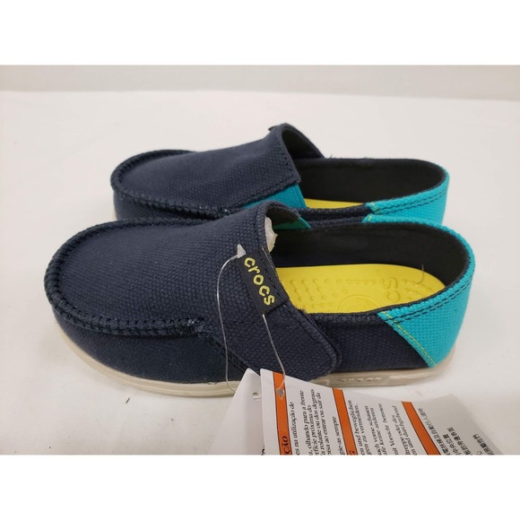Crocs Kids Shoes Size‎ 10/11, Santa Cruz Slip on Loafers Navy Blue - Picture 1 of 8